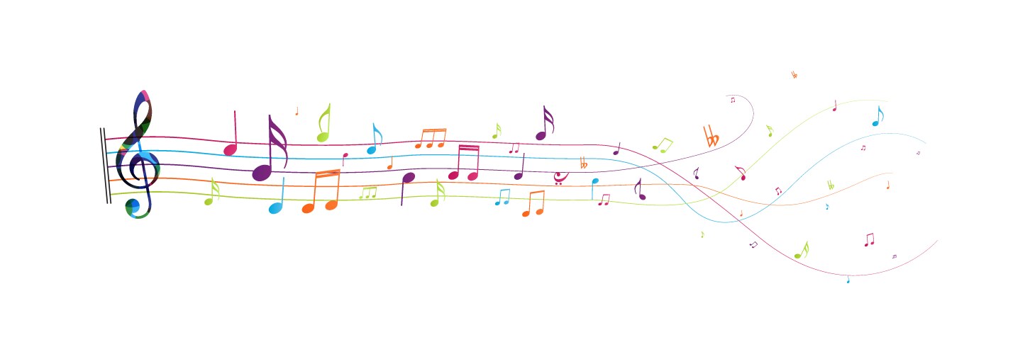 Colorful music notes isolated on white background vector image