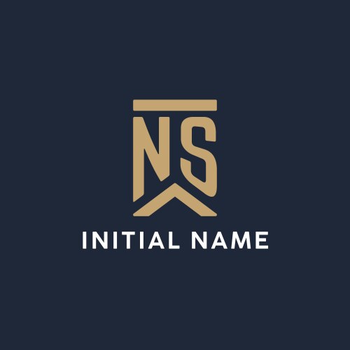 Ns initial monogram logo design in a rectangular vector image