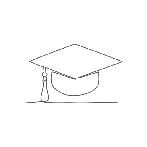 Graduation cap one line drawing on white vector image