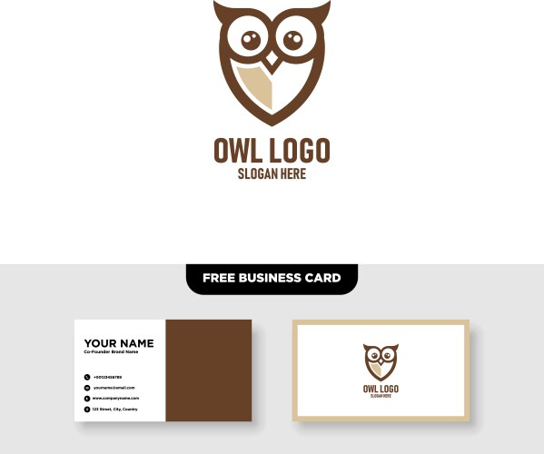 owl logo template free business card mockup vector image