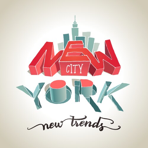 New york city 3d typography vector image