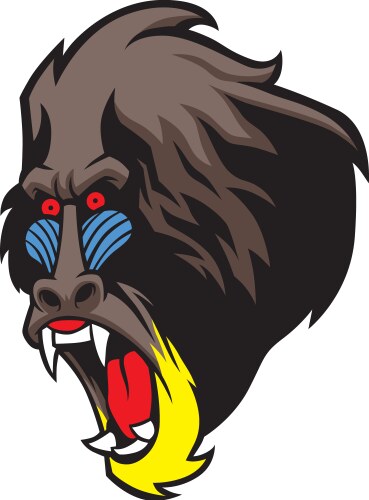 Angry baboon head vector image