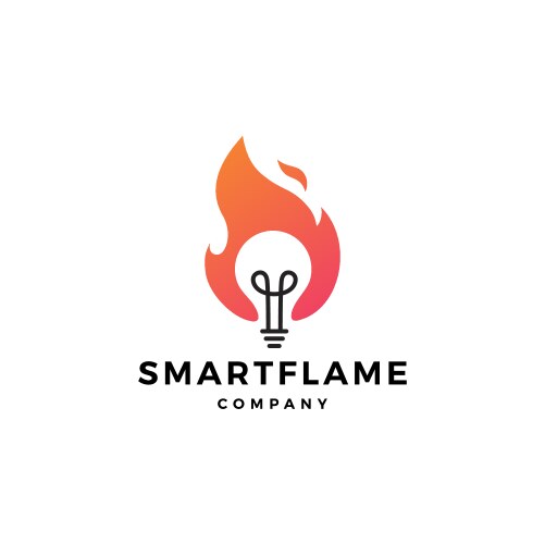 Fire flame lamp bulb logo icon vector image