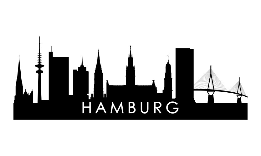 hamburg skyline silhouette black city vector image