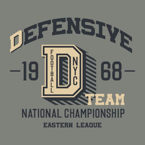 Defensive football team t-shirt vector image