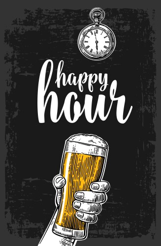 Male hand holding a beer glass vector image