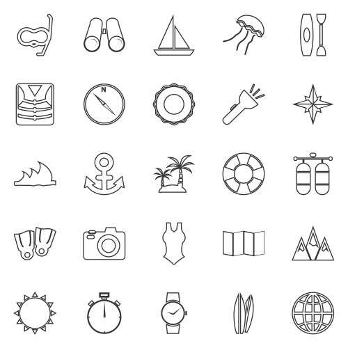 Diving line icons on white background vector image