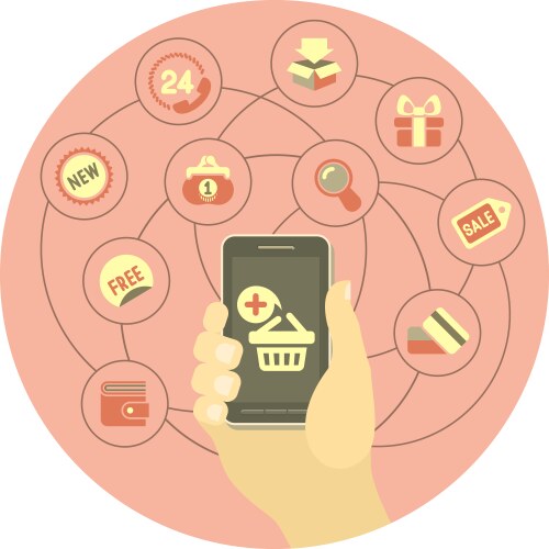 Online shopping concept with a phone vector image