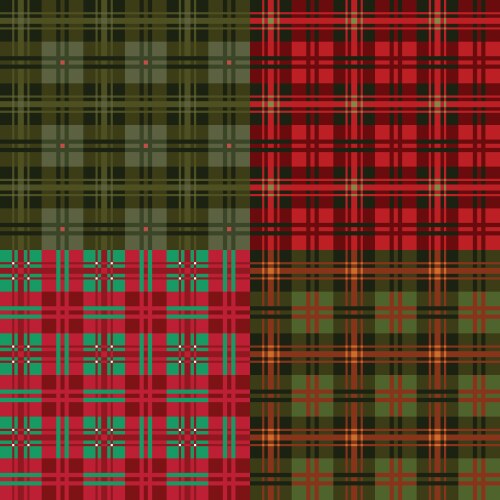 Set plaid patterns tartan fabric textile vector image