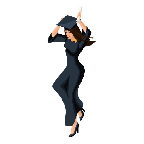 Isometry girl graduate jumping rejoices vector image