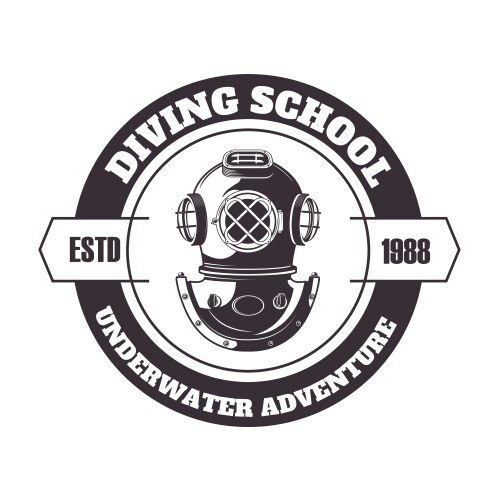 Diving school underwater adventure title vector image