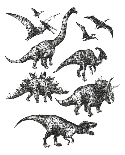 Dinosaurs in stippling technique vector image