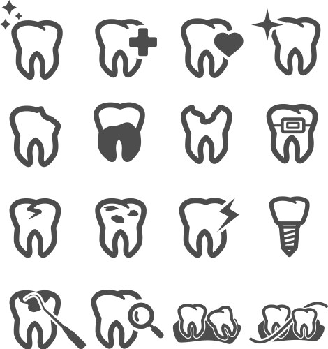 Tooth icons dental and health care concept teeth vector image