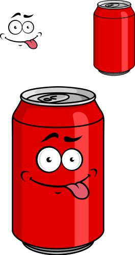 Red soda can with a goofy comical look vector image