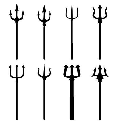 Silhouettes of trident vector image