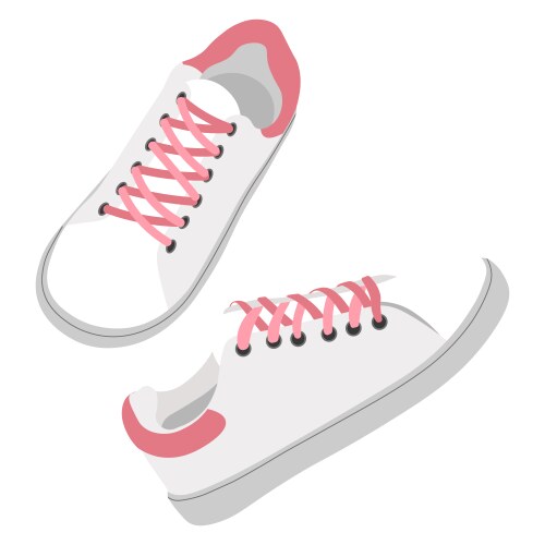 White leather sneakers with laces modern shoes vector image