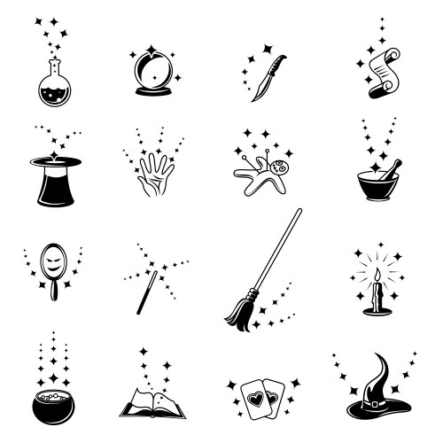 magic icons set vector image