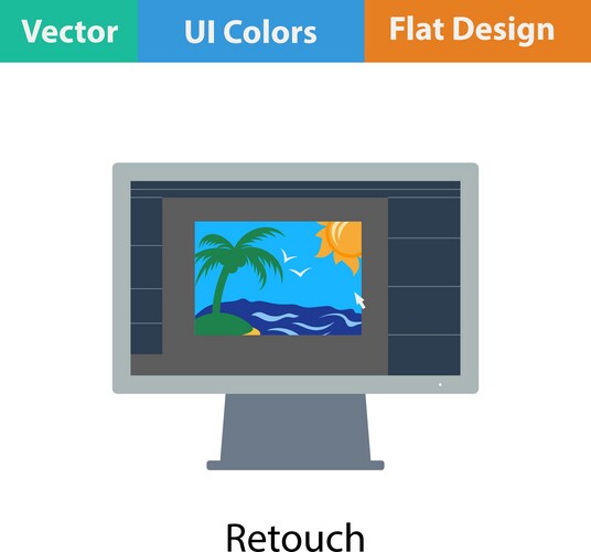 Icon of photo editor on monitor screen vector image