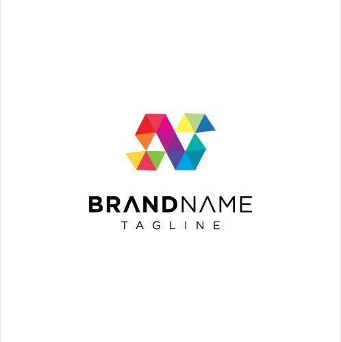 Letter n logo pixel triangle geometric colorful vector image