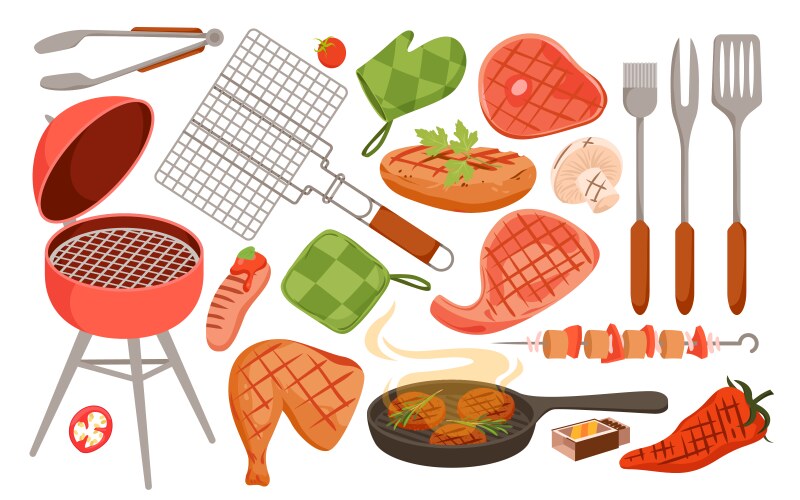 Isolated barbecue menu set for summer party vector image