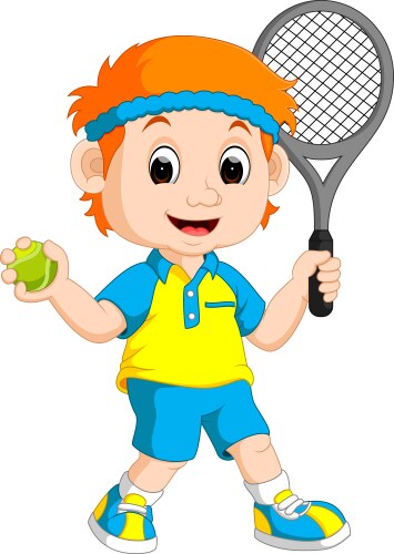 A boy playing lawn tennis vector image