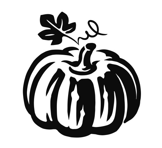 Pumpkin with leaves emblem or symbol vector image