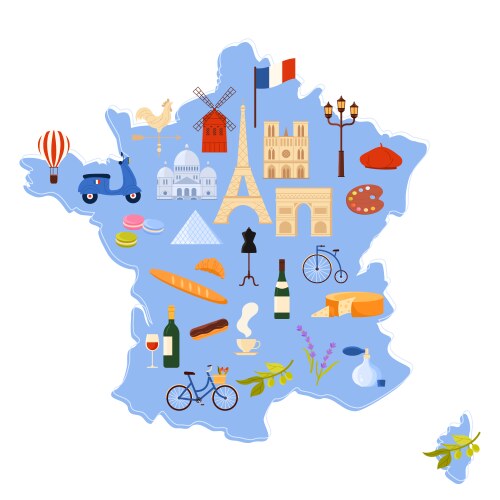 Travel to france set stickers of architecture vector image