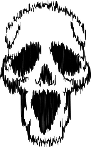 Black and white human skull line art style icon vector image