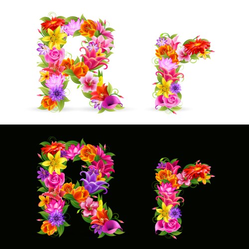 Flower font vector image