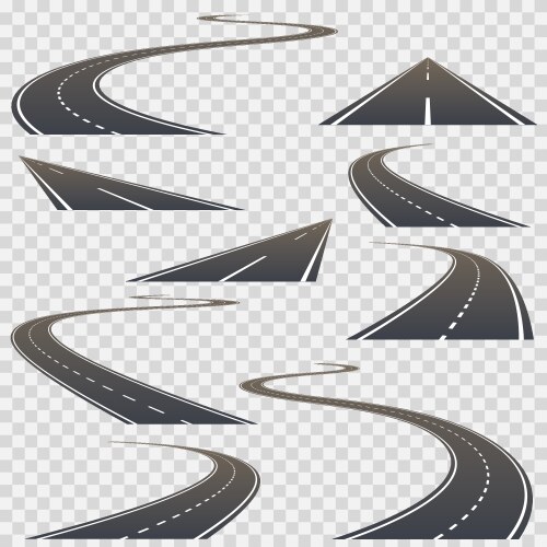 Road set collection on a transparent background vector image