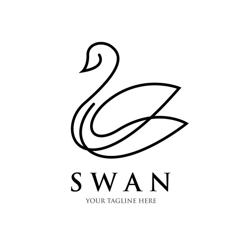 Swan line art logo design luxury spa vector image