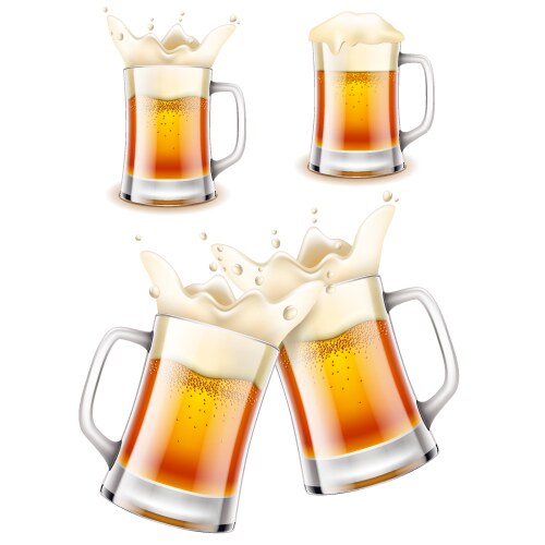 Beer mug 3d photo realistic set vector image