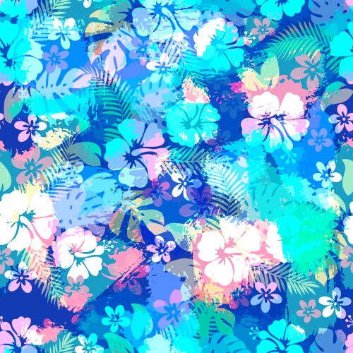 Hawaiian tropical floral seamless pattern vector image