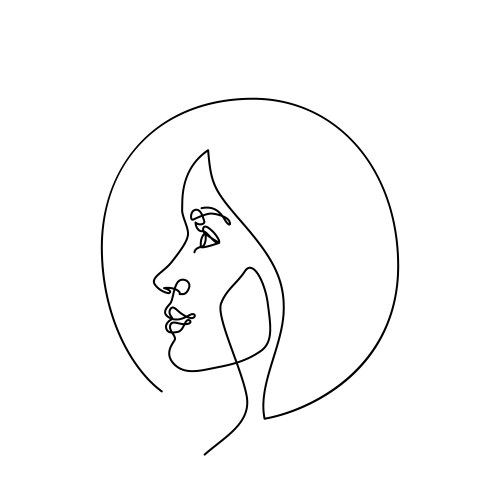 Modern fashion linear female face profile vector image