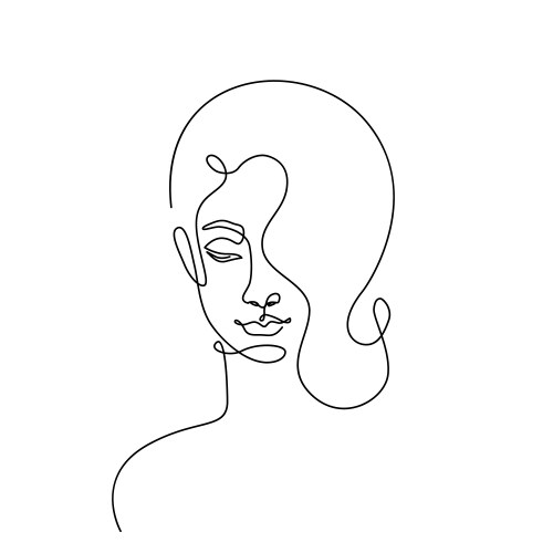 Modern fashion linear female face profile vector image