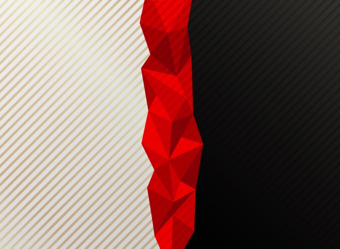 abstract red low polygon white and black contrast vector image