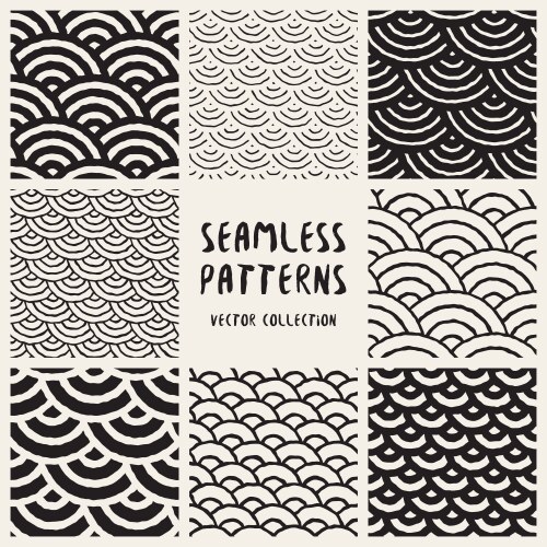 Seamless black and white pattern collection vector image