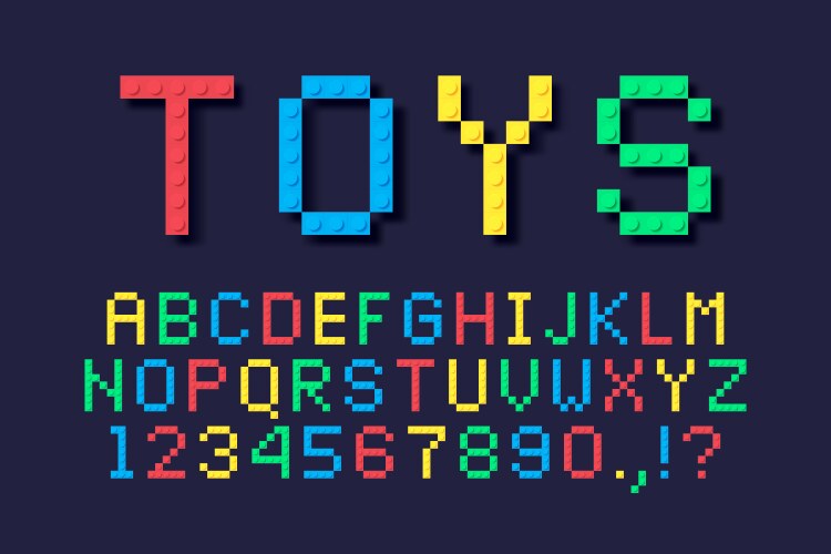 Alphabet made from colored toy blocks vector image