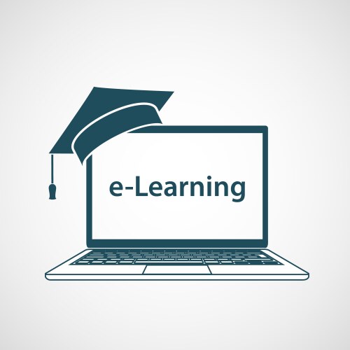 Distant learning online education graduate hat vector image