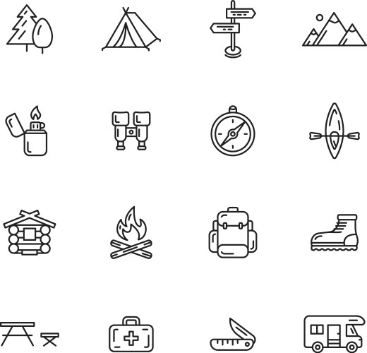 Camping icons vector image