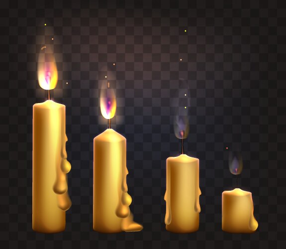 Realistic set of dying yellow candles vector image