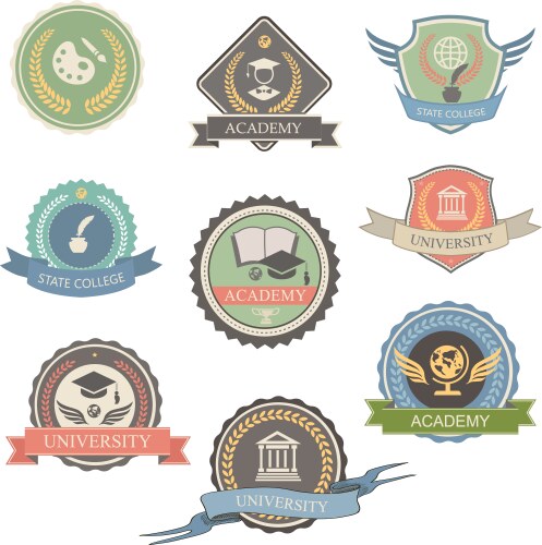 University emblems and symbols - isolated graphic vector image