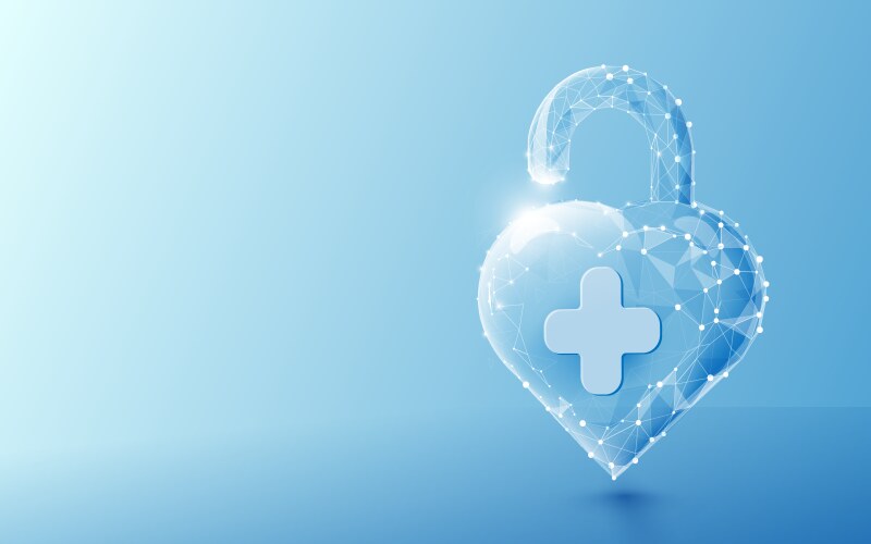 3d unlocked heart shape with healthcare concept vector image