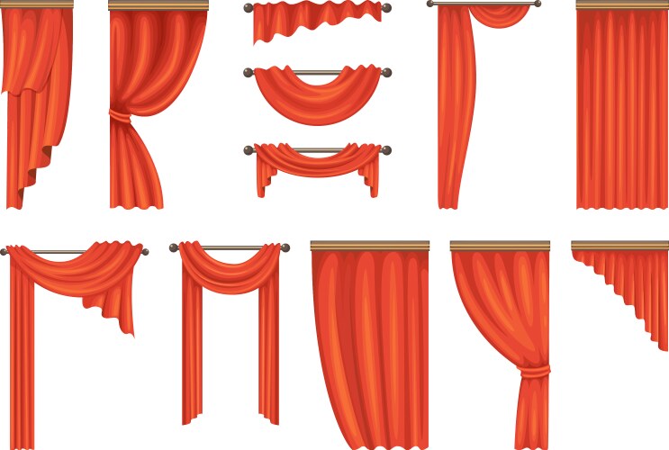 set of theatre red curtains vector image