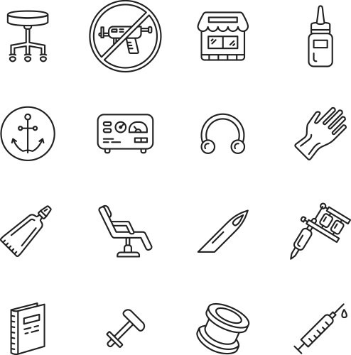 Tattoo and piercing icons vector image