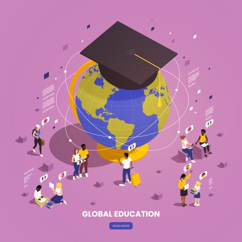 Earth academic hat composition vector image