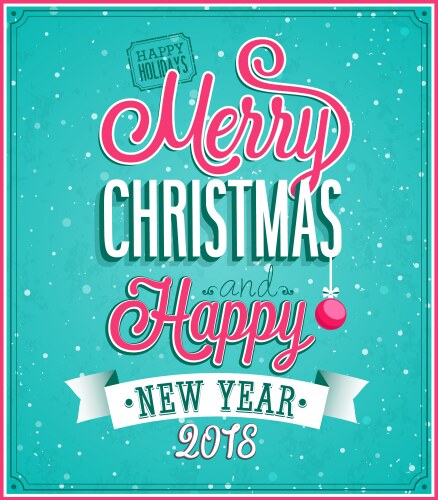 Merry christmas and happy new year greeting card vector image