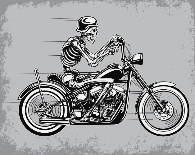 Skeleton riding motorcycle vector image