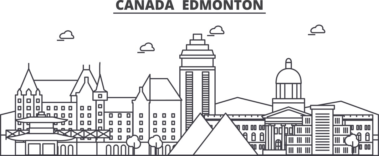 Canada edmonton architecture line skyline vector image