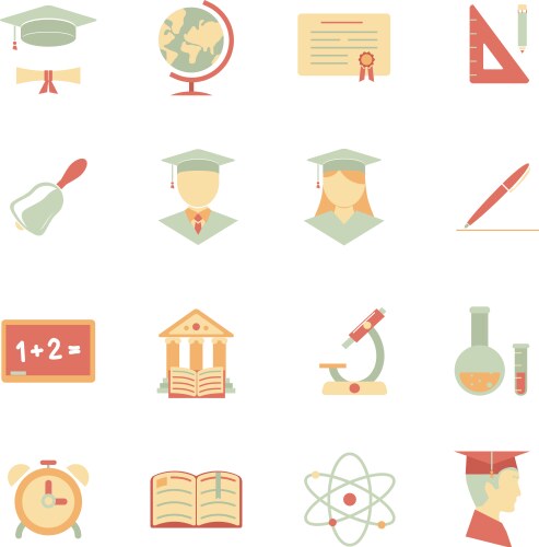 Flat internet education icons vector image